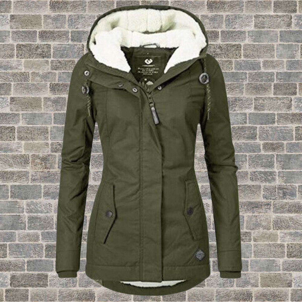 New pleated cotton coat with lambswool hood