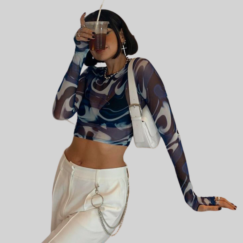 Valenzora Top - Vintage - Transparent Mesh Shirt