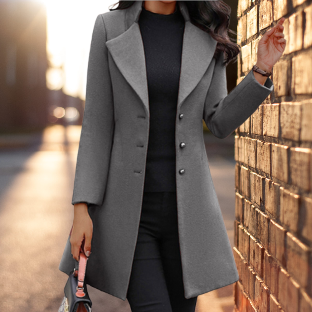 Valenzora - Elegant solid long jacket coat