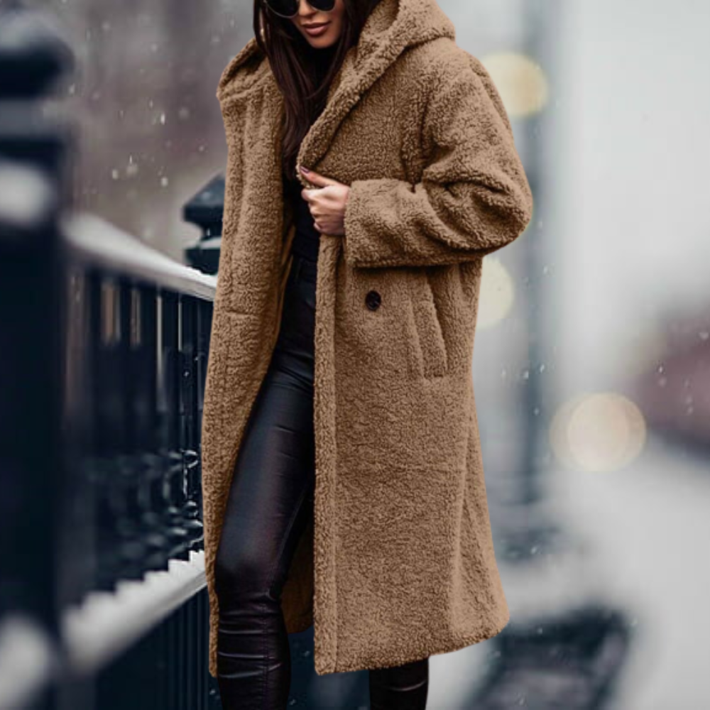 The coziest, most elegant faux fur hooded jacket