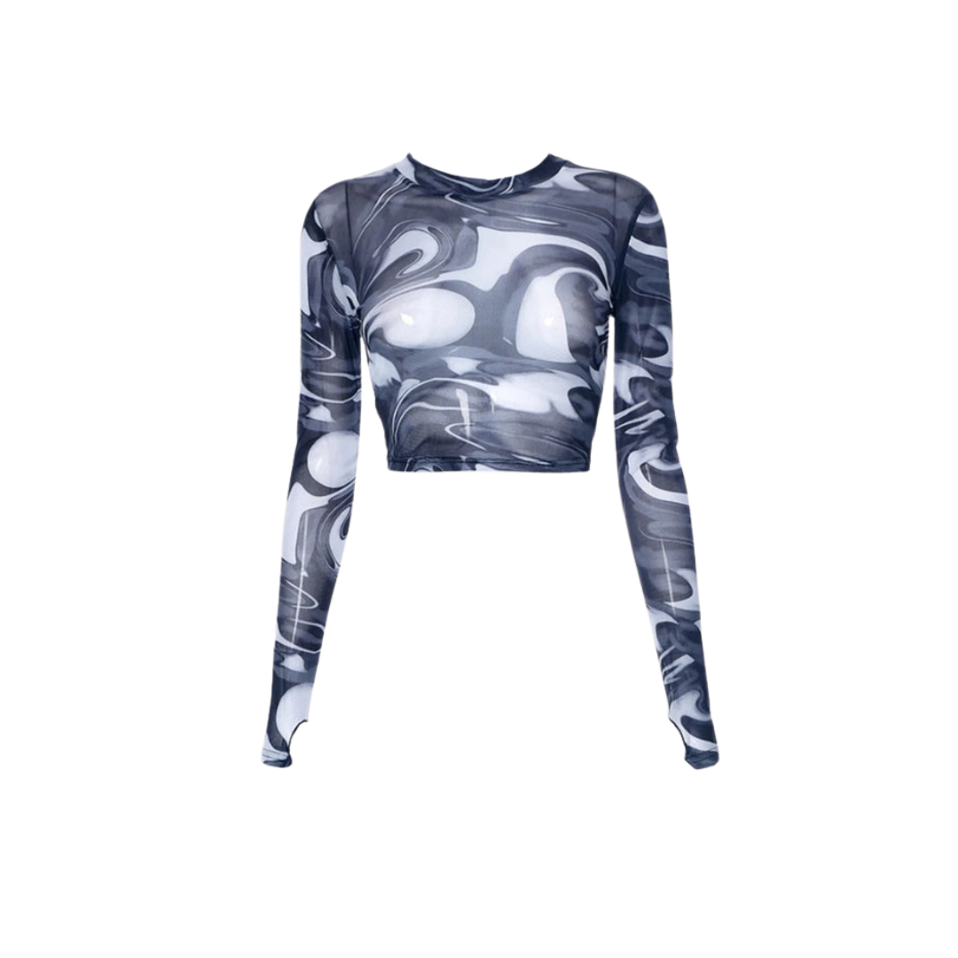 Valenzora Top - Vintage - Transparent Mesh Shirt