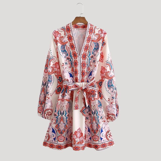 Valenzora | Midi dress with cashmere feel and waist belt