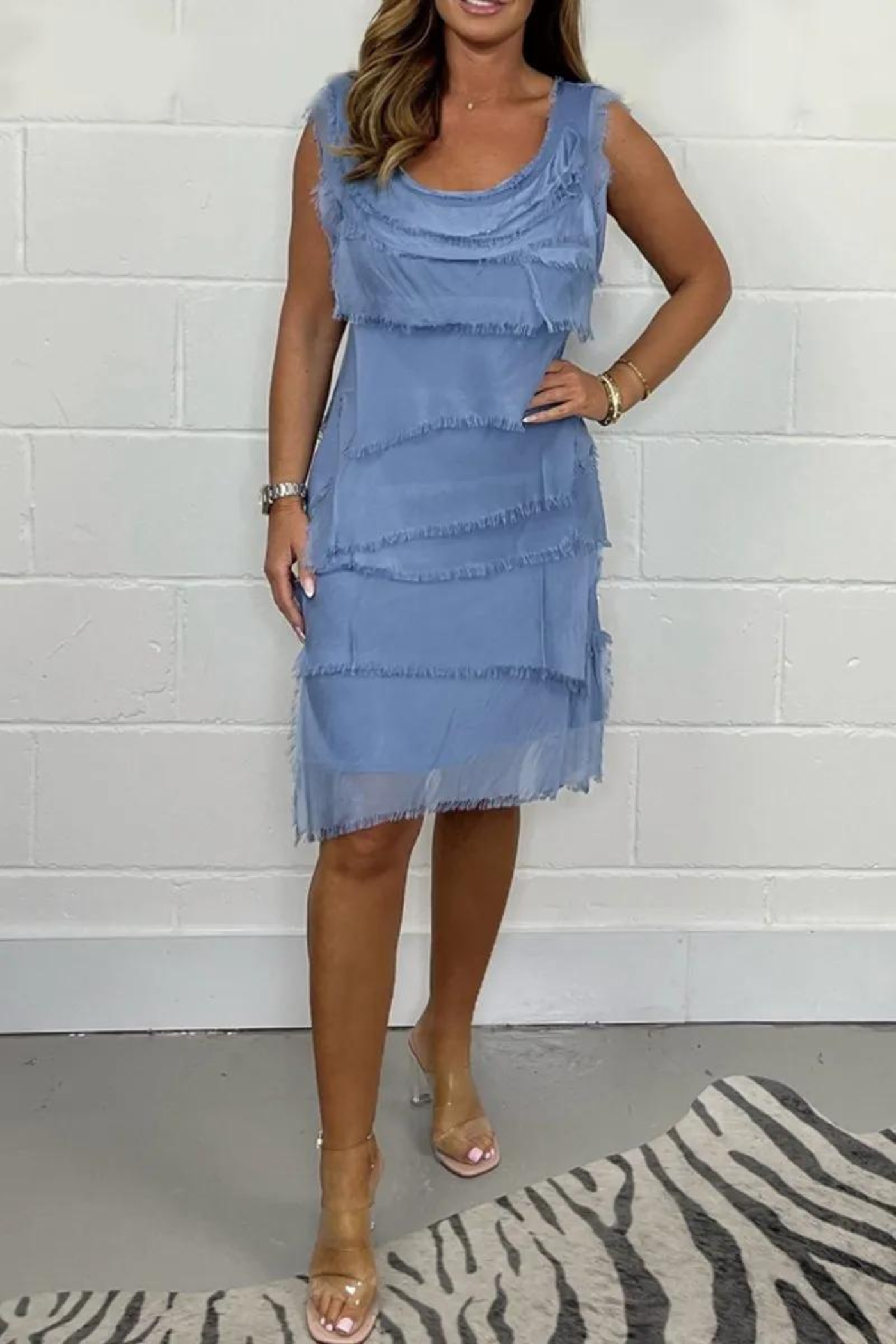 Elegant chiffon dress in a layered look – airy summer dress for parties & special occasions