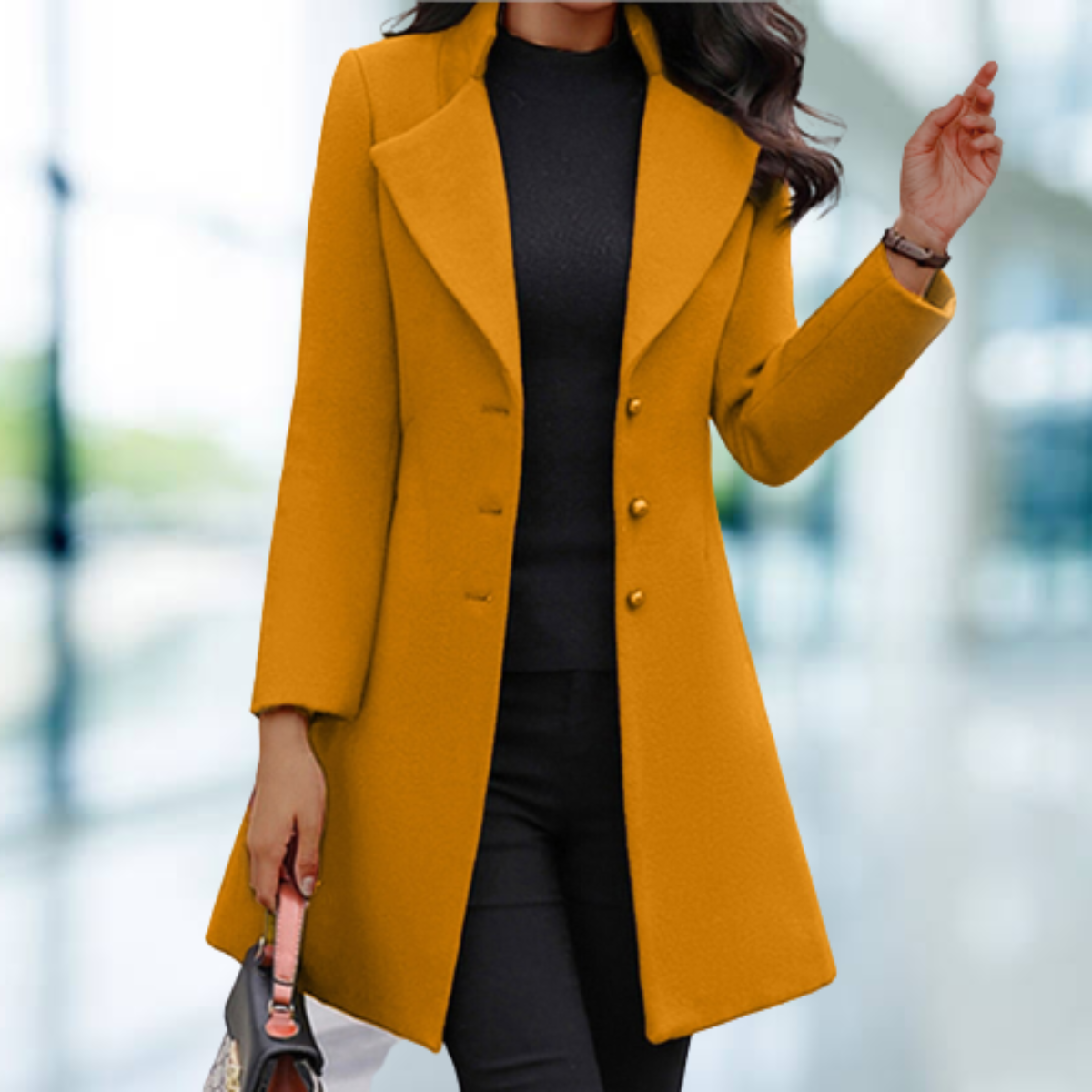 Valenzora - Elegant solid long jacket coat