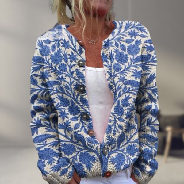 Valenzora | Elegante Strickjacke mit Blumenmuster