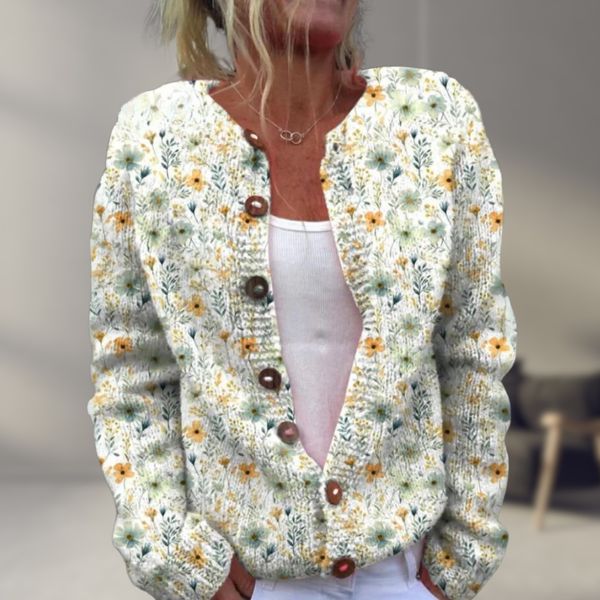 Valenzora | Elegante Strickjacke mit Blumenmuster