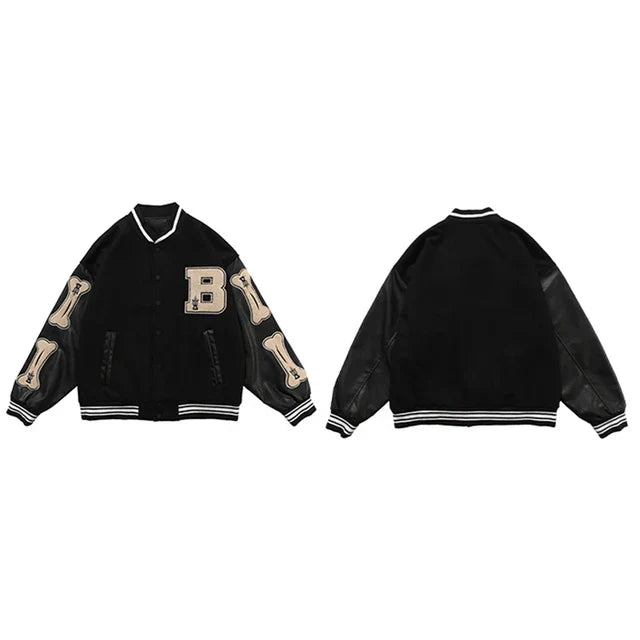 Valenzora | Varsity Streetwear Bomber Jacket with Embroidered Patches