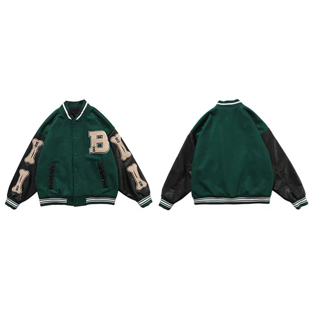 Valenzora | Varsity Streetwear Bomber Jacket with Embroidered Patches