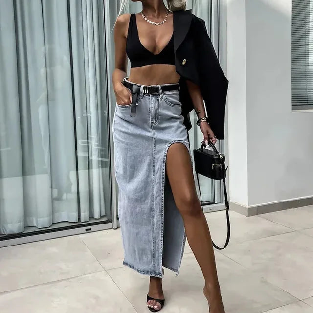 Vintage A-line denim skirt