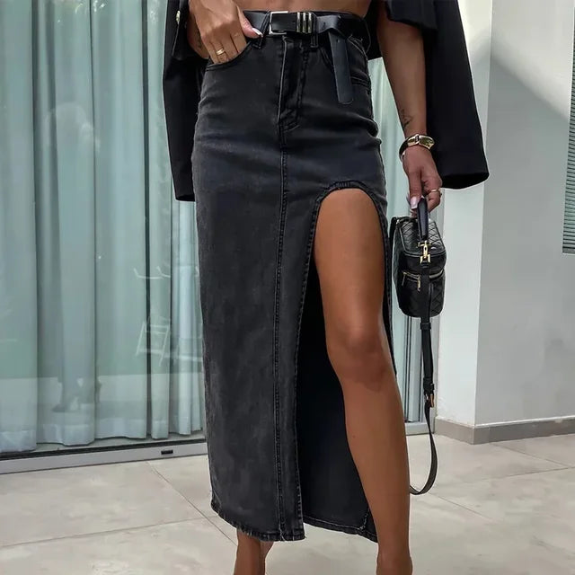 Vintage A-line denim skirt