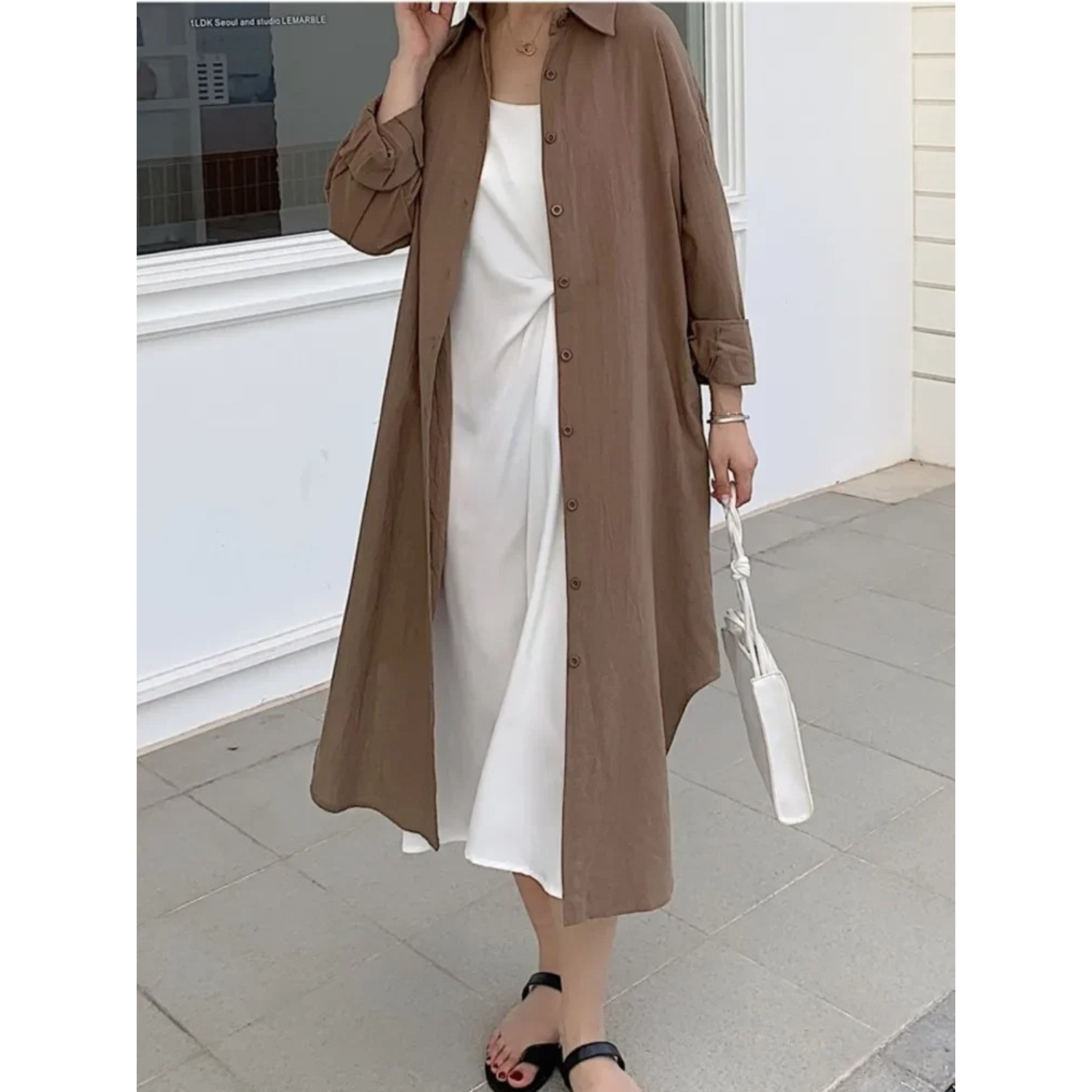 Valenzora | Vintage short-sleeved shirt dress, linen and cotton