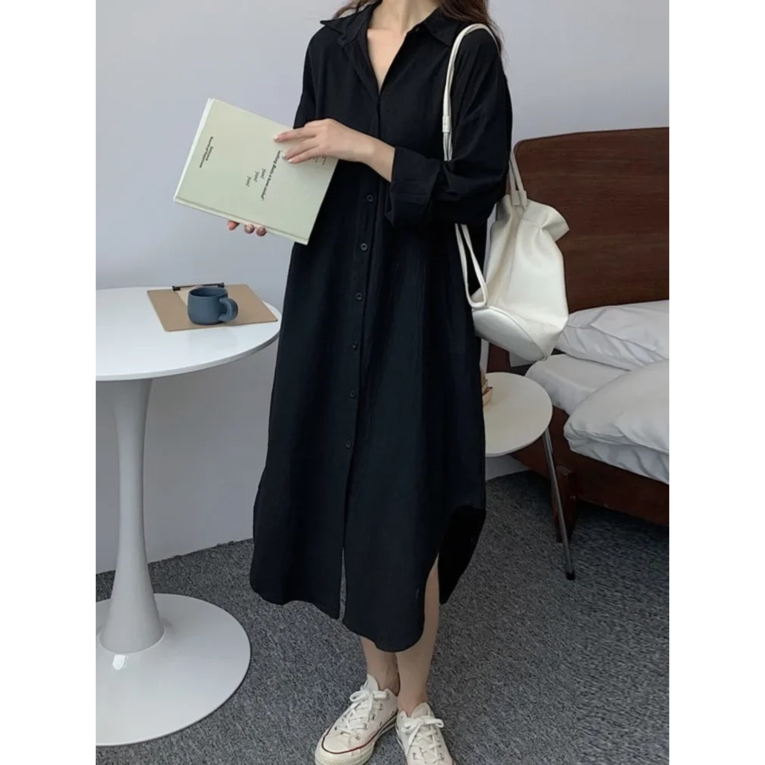 Valenzora | Vintage short-sleeved shirt dress, linen and cotton