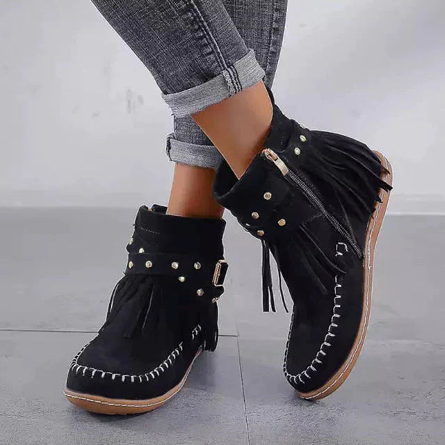 Valenzora | Vintage fringe ankle boots