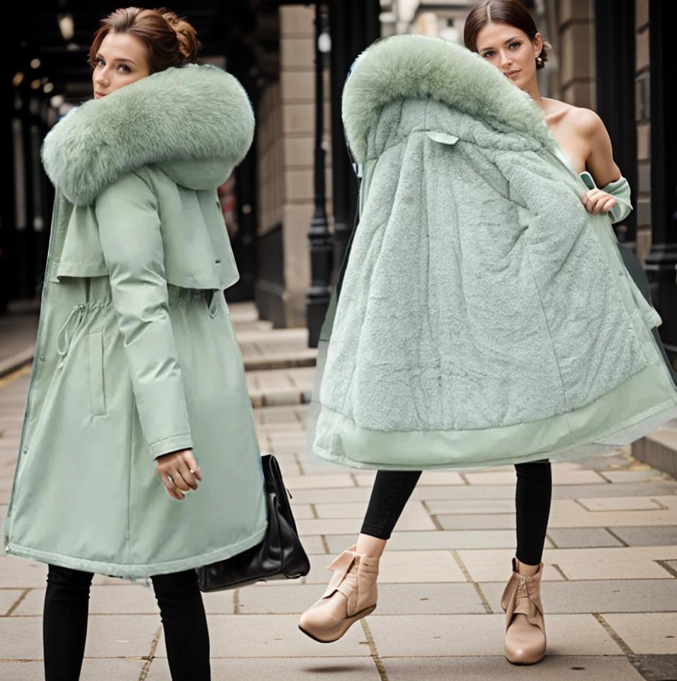 Valenzora | Damen-Winterjacke mit Pelzkragen