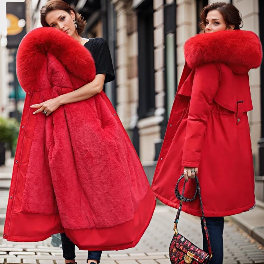 Valenzora | Damen-Winterjacke mit Pelzkragen
