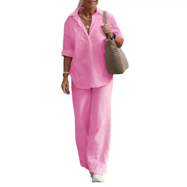 Elegant linen two-piece suit