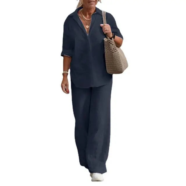 Elegant linen two-piece suit