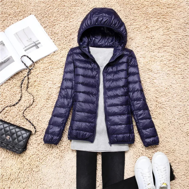 Polina | The new ultra-lightweight, packable down coats with hood