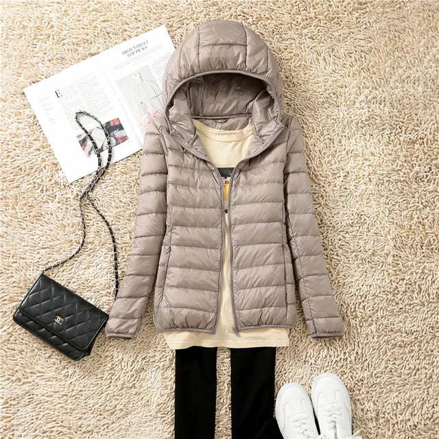 Polina | The new ultra-lightweight, packable down coats with hood