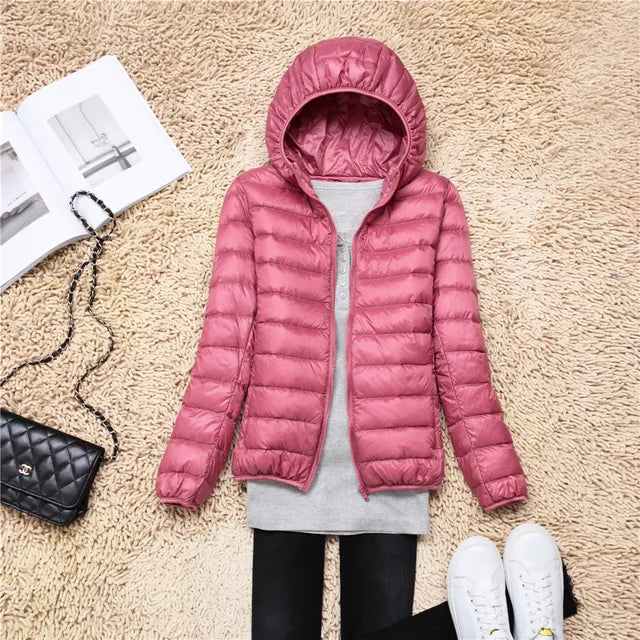Polina | The new ultra-lightweight, packable down coats with hood