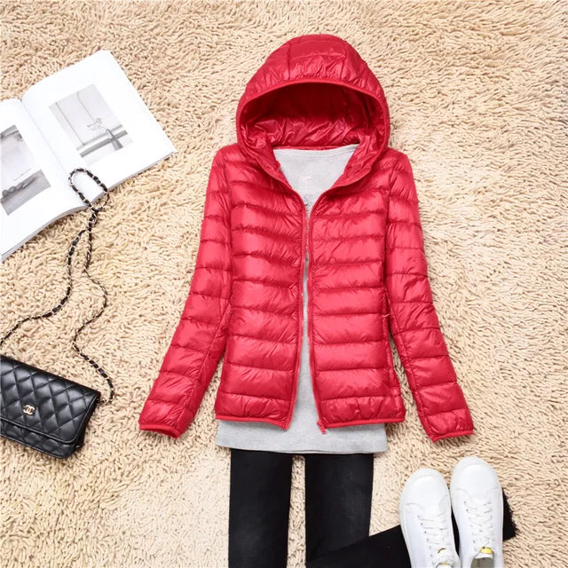 Polina | The new ultra-lightweight, packable down coats with hood