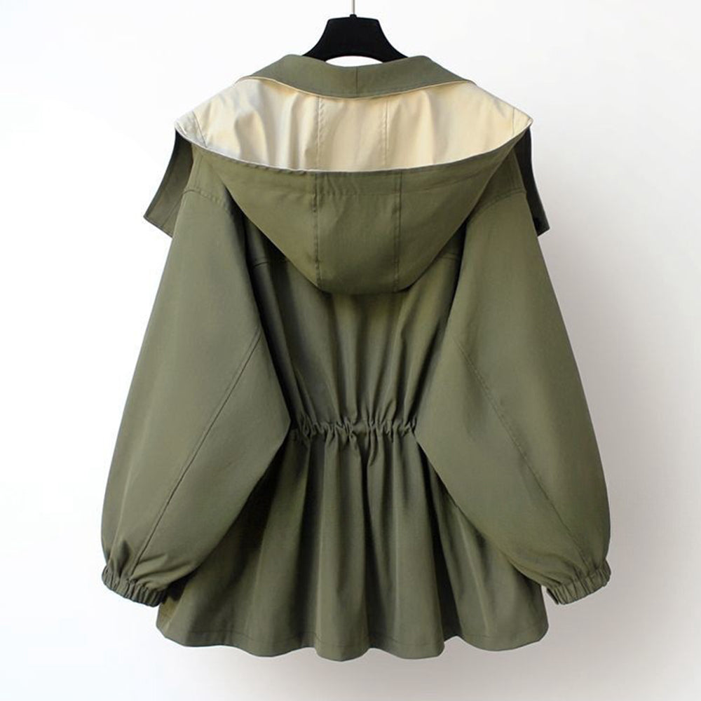 Valenzora | Mid-length, fitted women's windbreaker with hood and zipper