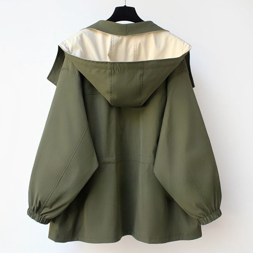 Valenzora | Mid-length, fitted women's windbreaker with hood and zipper