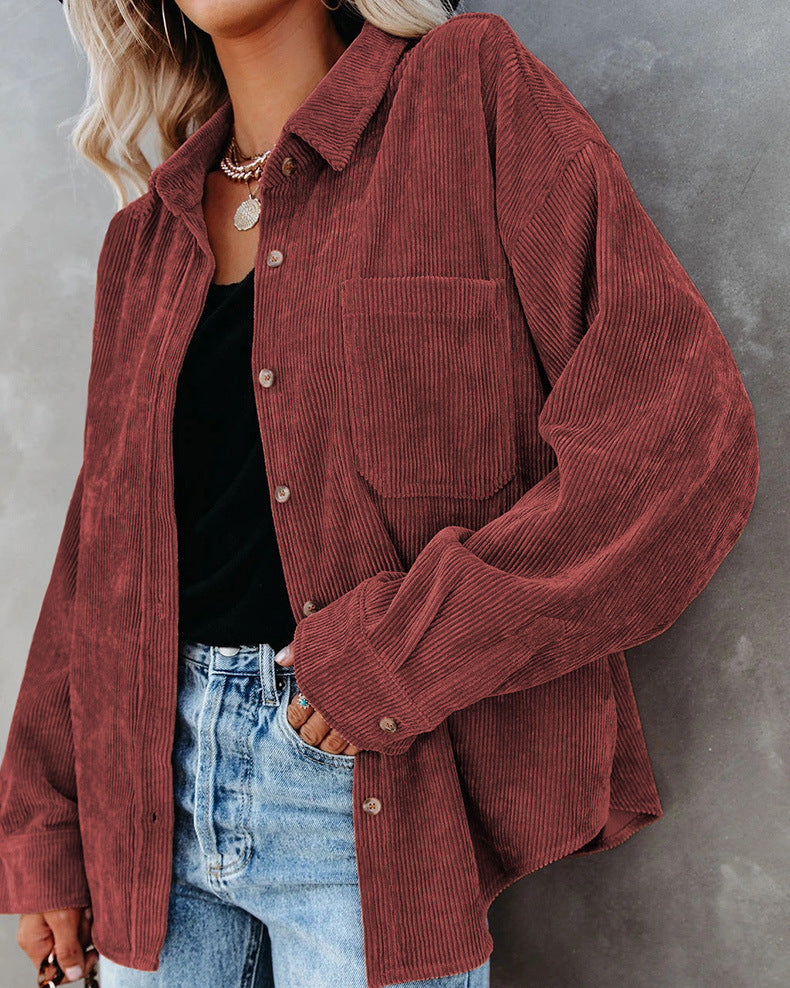 Valenzora - Women's oversized corduroy shirt for casual chic