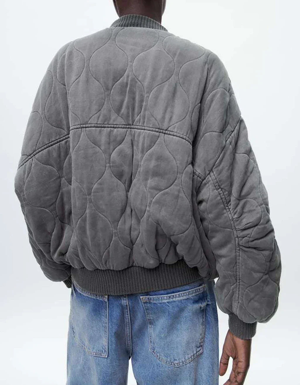 Valenzora - Women's Loose Fit Grey Bomber Jacket