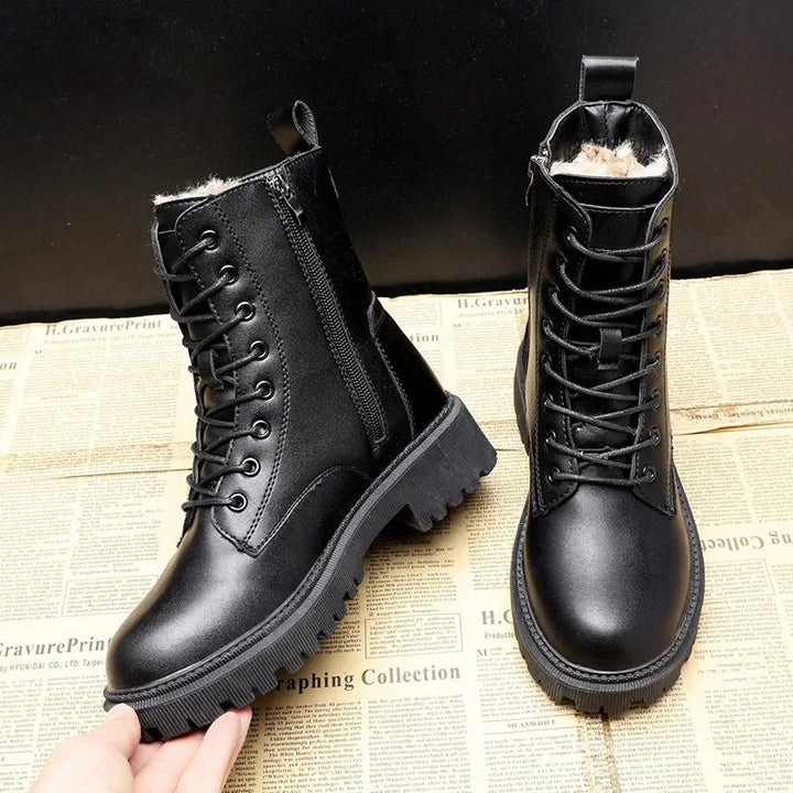 Valenzora Delphine – Winterstiefel aus schwarzem Leder