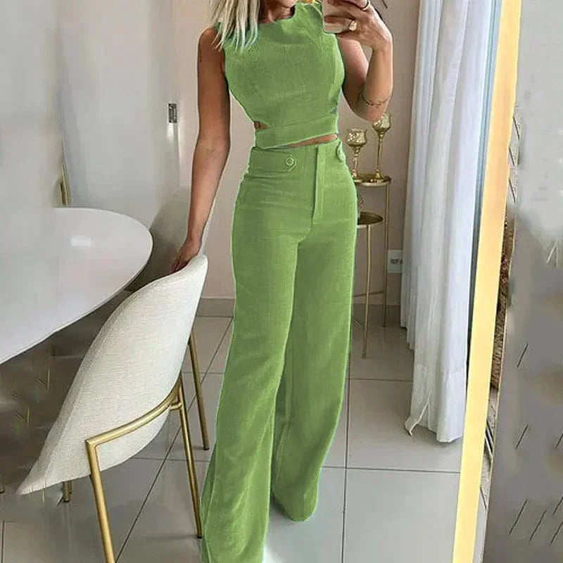 Valenzora | Set of Sleeveless Top and High-Waisted Trousers