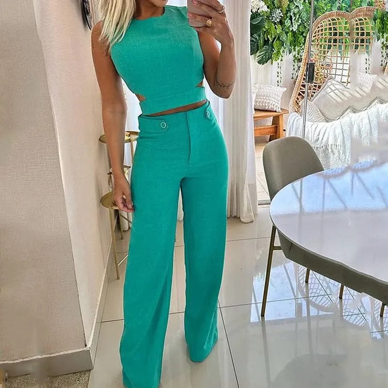 Valenzora | Set of Sleeveless Top and High-Waisted Trousers