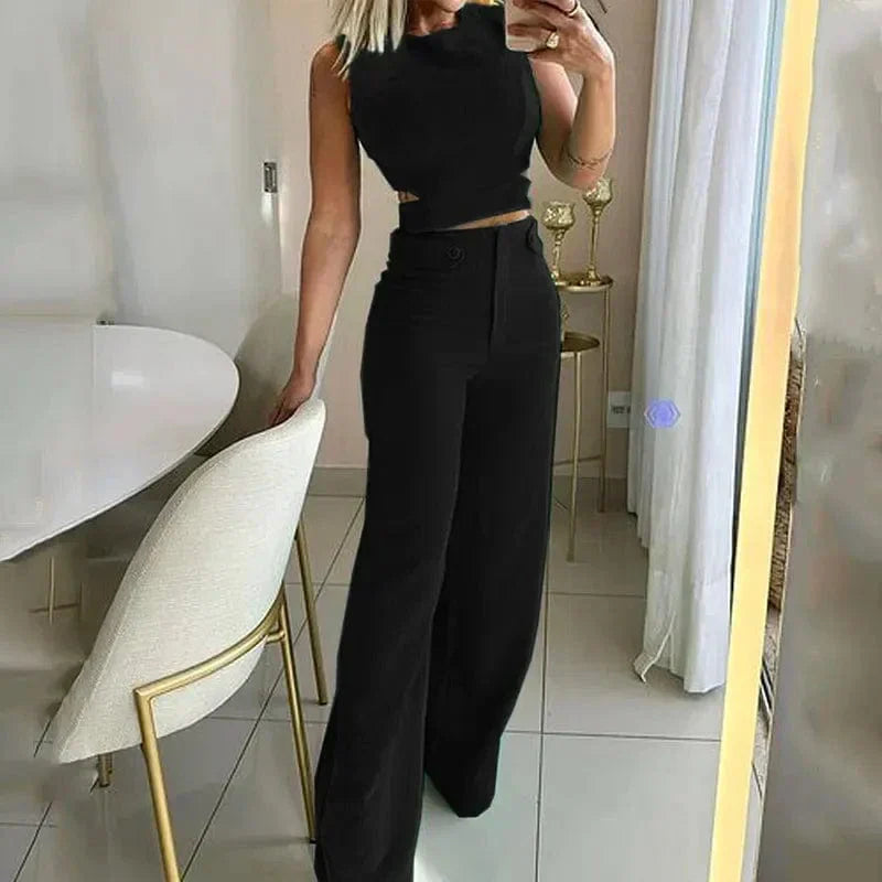 Valenzora | Set of Sleeveless Top and High-Waisted Trousers