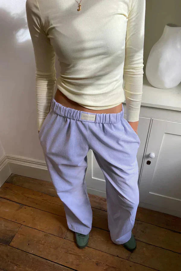 Valenzora | Low Rise Trousers with Elastic Waist and Low Waist - Women's Trousers