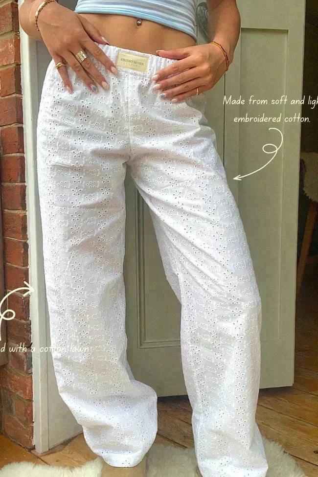 Valenzora | Low Rise Trousers with Elastic Waist and Low Waist - Women's Trousers