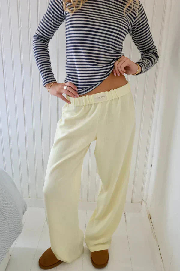 Valenzora | Low Rise Trousers with Elastic Waist and Low Waist - Women's Trousers