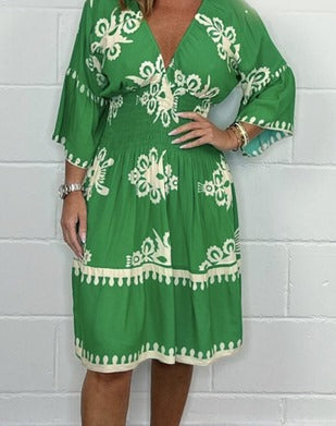 Printed V-neck dress