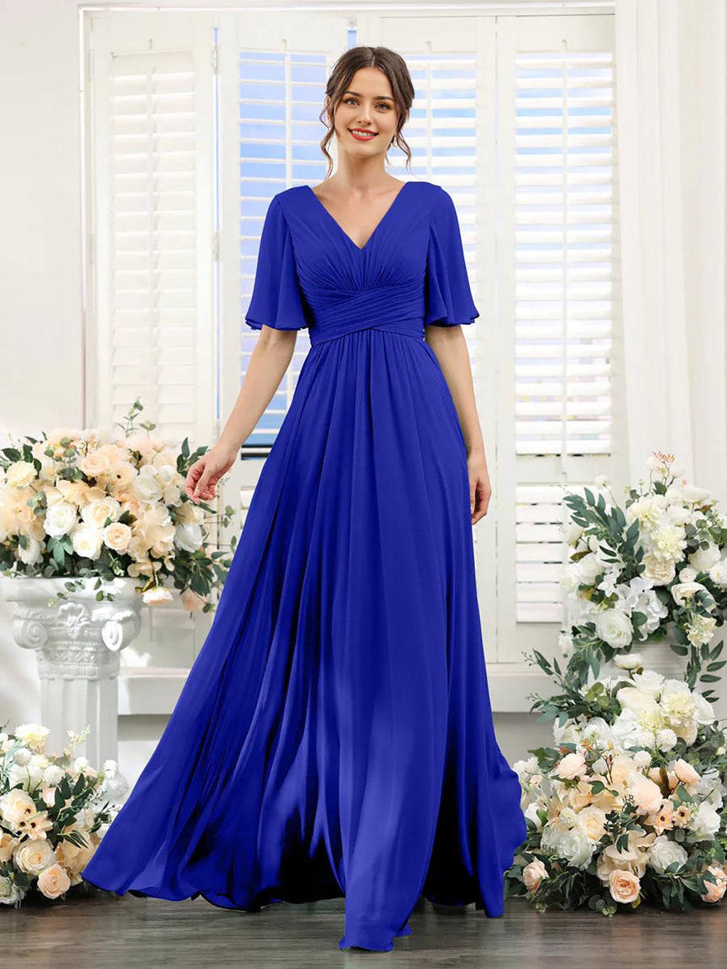 dress | Flowing V-neck chiffon dress for women