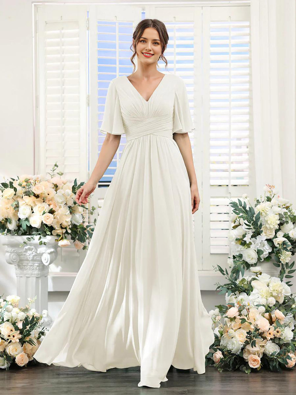 dress | Flowing V-neck chiffon dress for women