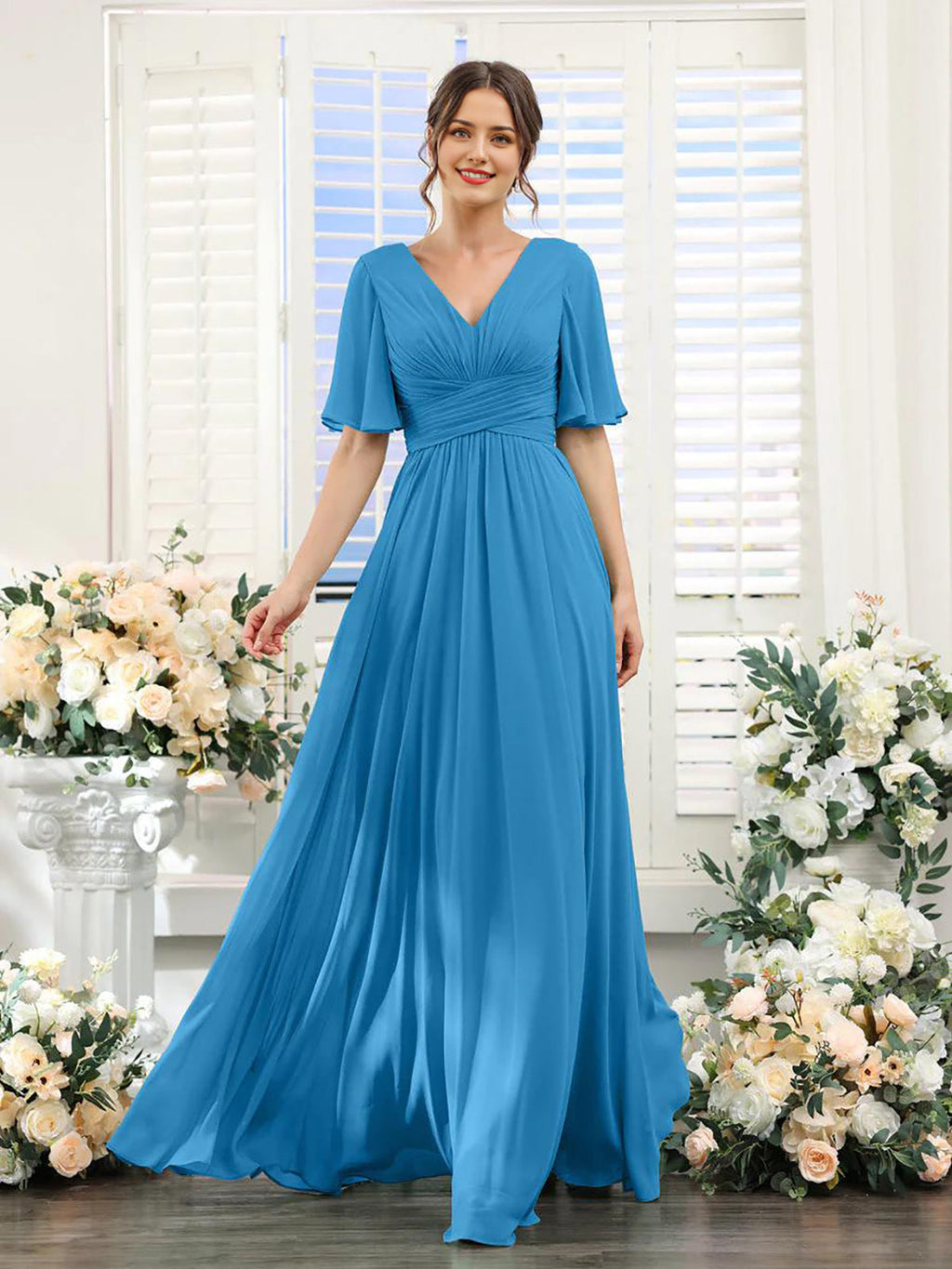 dress | Flowing V-neck chiffon dress for women