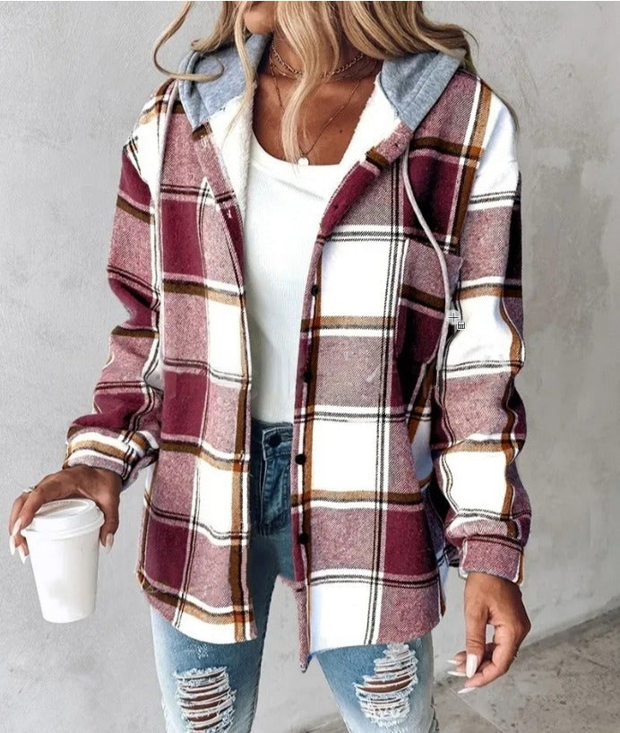 Valenzora | Checkered hooded jacket