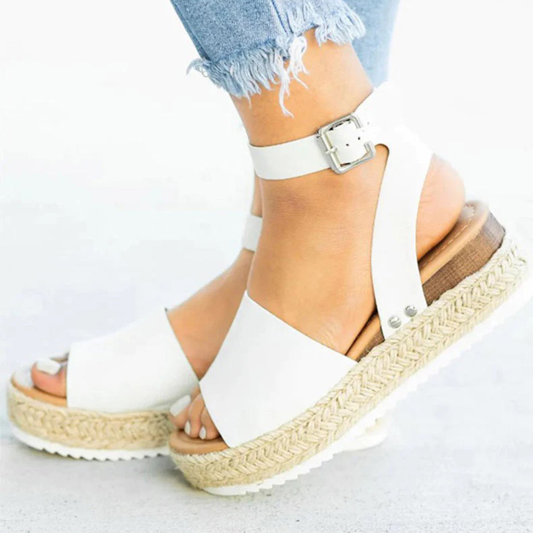 Valenzora | Platform Sandals Espadrille Sole Adjustable Ankle Strap Toe Strap