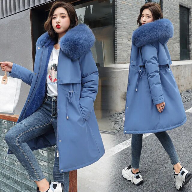 2026 Long New Coat with Hood and Soft Collar