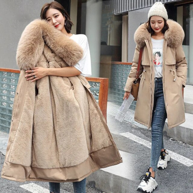 2026 Long New Coat with Hood and Soft Collar