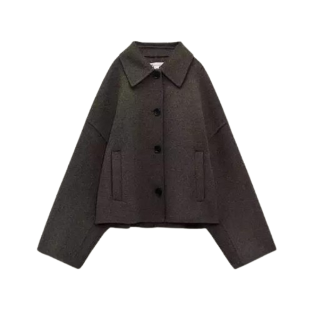 Valenzora | Single-breasted, relaxed fit, short wool coat, wool trench coat for women