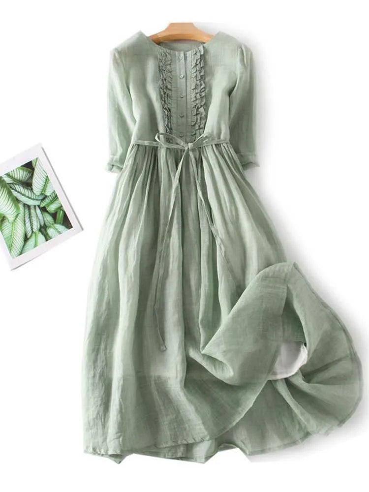 Valenzora | Elegantes Leinenkleid