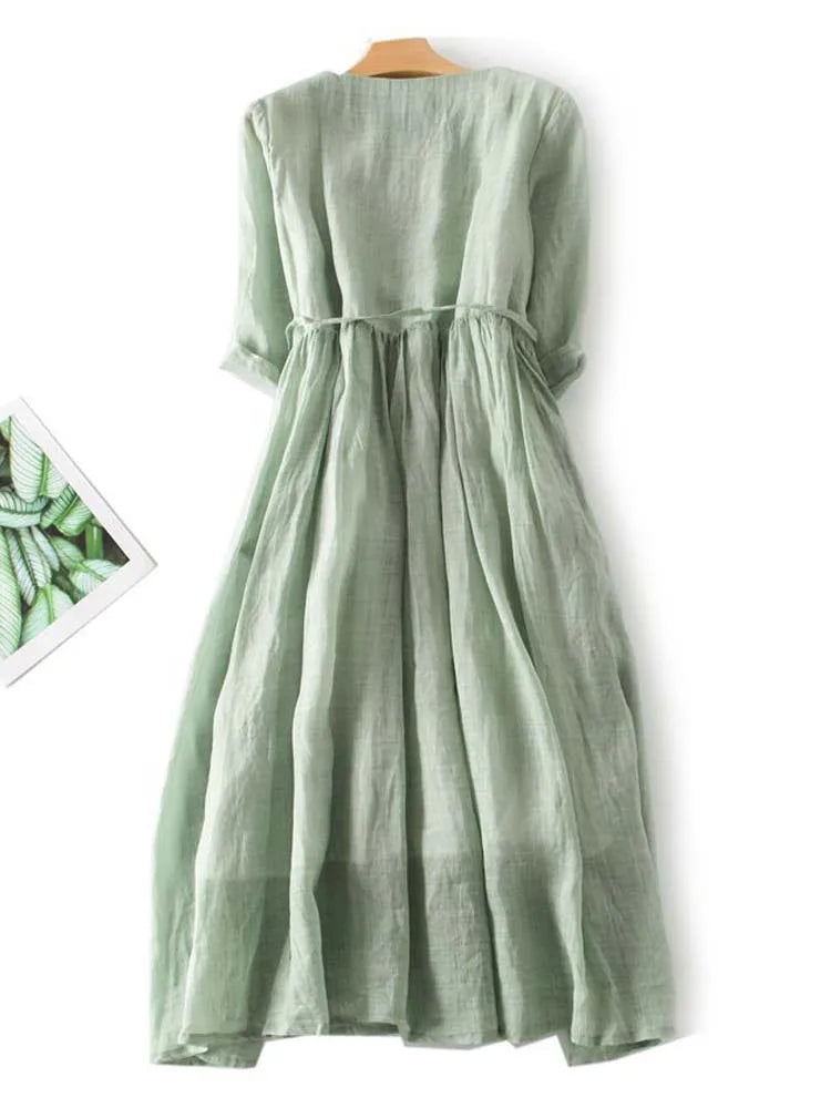 Valenzora | Elegantes Leinenkleid