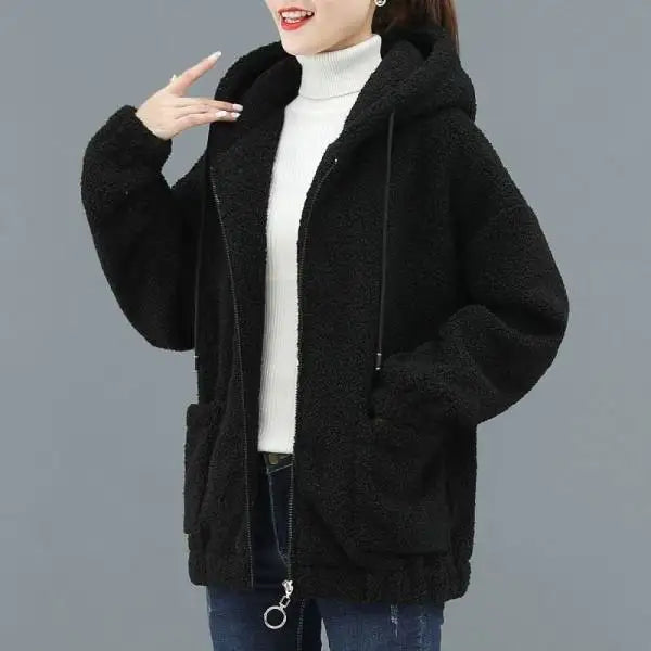 Valenzora | Casual autumn fleece vest with hood for women