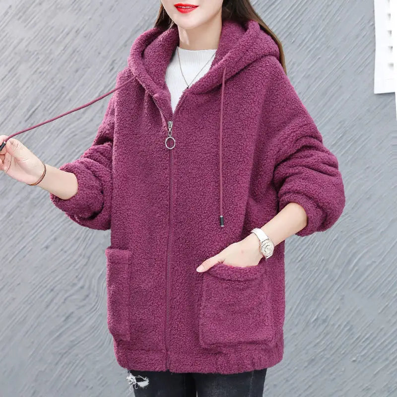 Valenzora | Casual autumn fleece vest with hood for women