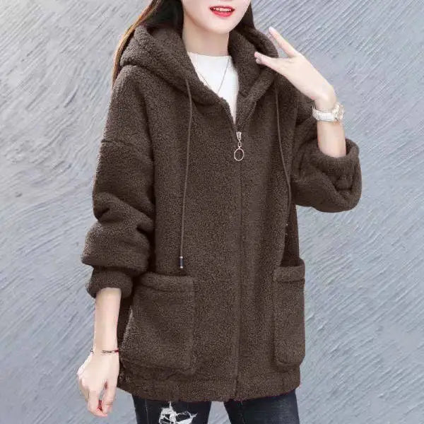 Valenzora | Casual autumn fleece vest with hood for women